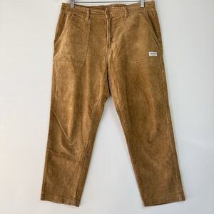 Banks Journal Wabi Corduroy Pants Brown Skater Fit Size 34 25" Inseam Cropped